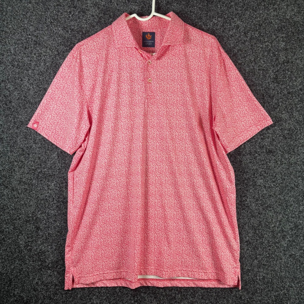 Donald Ross Sport Mens Polo Shirt Large Pink Coral Aerie Cup‎ Team Geneva Golf L